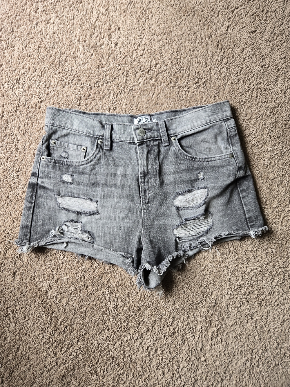 refuge Distressed Light Gray Denim Jean Shorts